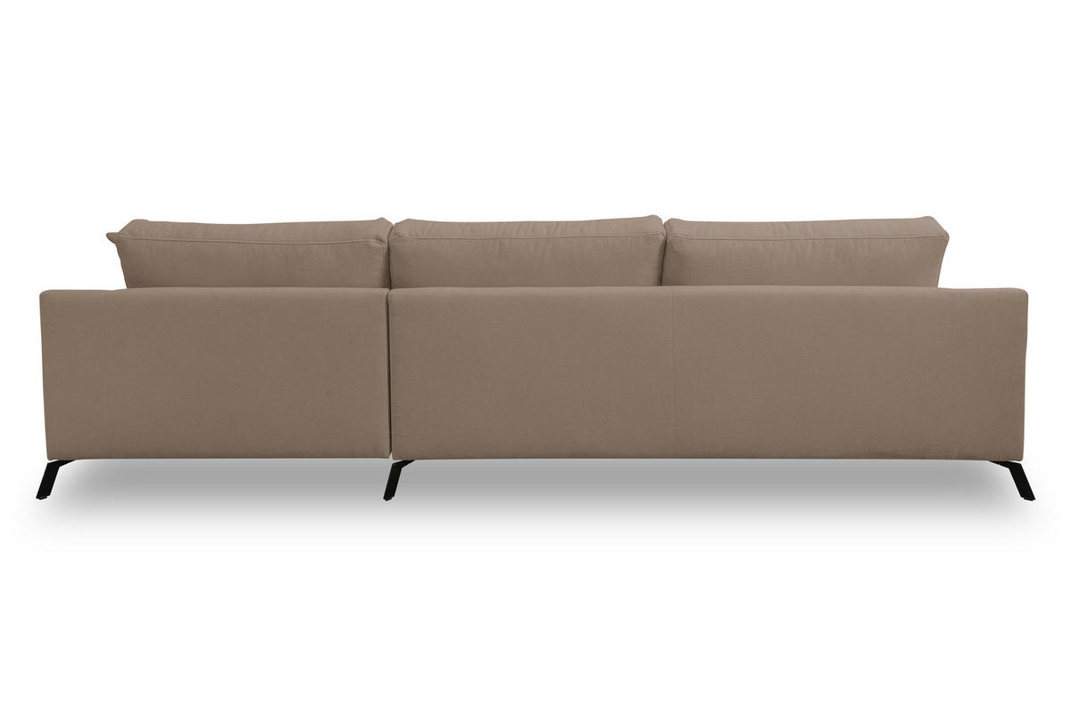 ECKSOFA Aspen in L-Form, Coach Farbe: Braun, Velourstoff, Ottomane Rechts - Braun, Textil (312/187cm) - VENASI MÖBEL