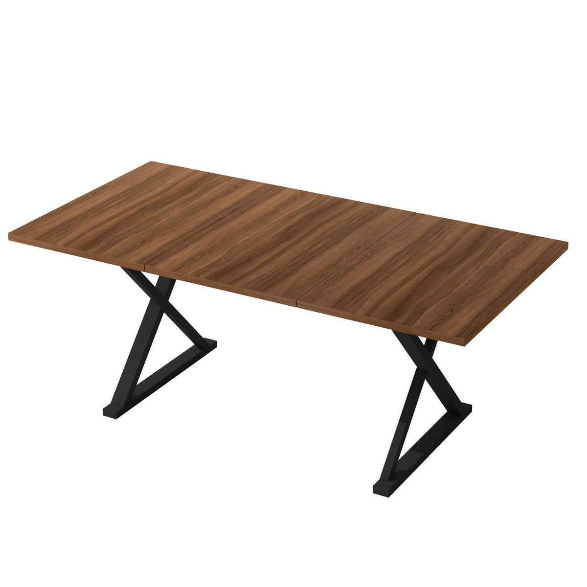ESSTISCH 180/90/75 cm in Walnuss mit Metallbeinen im X-Design - Walnussfarben, Holzwerkstoff (180/90/75cm) - Flora Grace