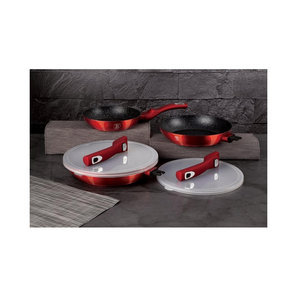 PFANNENSET Rot 28/28/5.2 cm BH7053 - Rot, Metall - Berlinger Haus