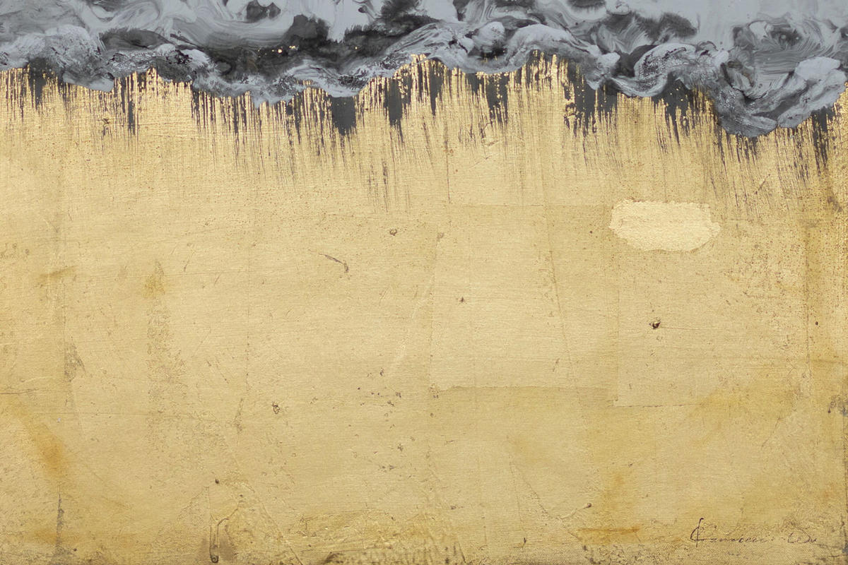ACRYLBILD HANDGEMALT Beige 78/103 cm - Beige/Goldfarben, Textil (77.5/102.5cm) - KUNSTLOFT