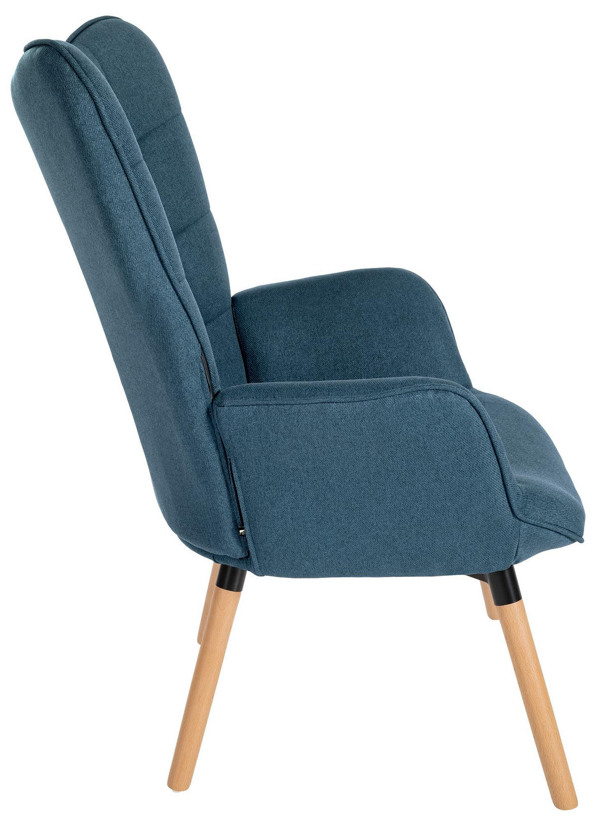 SESSEL Stoff blau - Blau/Eukalyptusholzfarben, Holz/Textil (68/101/73cm) - CLP