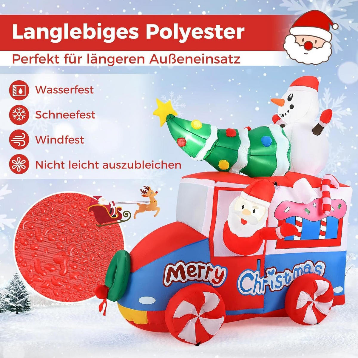 WEIHNACHTSMANN 177cm Multicolor - Multicolor, Textil (95/177/184cm) - COSTWAY