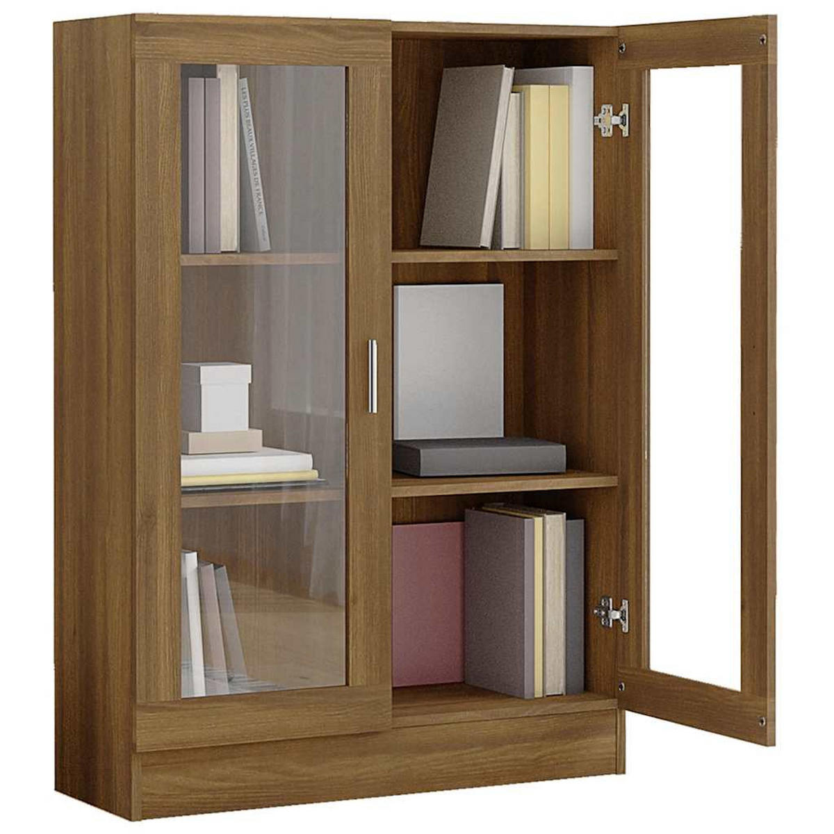 VITRINENSCHRANK mit 3 Fächern, 2 Glastüren 82,5/30,5/115 cm aus Holzwerkstoff Braun Eiche-Optik Dekor - Dunkelbraun, Holz (82.5/115/30.5cm) - vidaXL