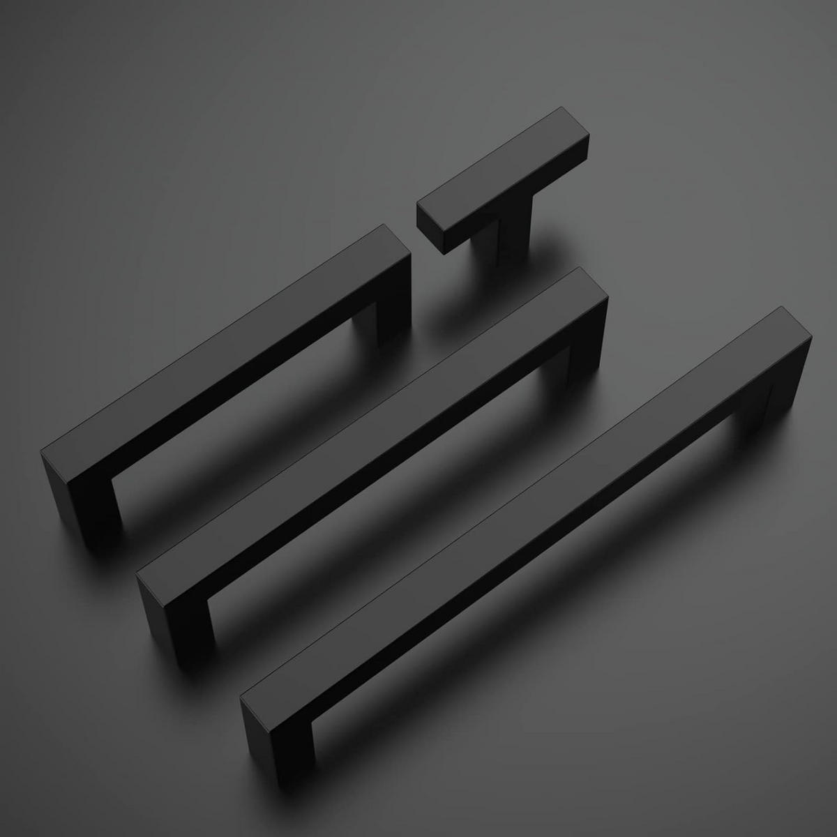 SCHRANKKNOPF Schwarz 10er-Set Edelstahl - Schwarz, Metall (0.12/3.5/0.5cm)