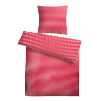 SEERSUCKER-BETTWÄSCHE 155x220 Kariert Sommer Bettbezug Bügelfrei aus 100% Baumwolle, Bettbezüge Karo Muster Rot - Weiß, Textil (155/220cm) - Carpe Sonno