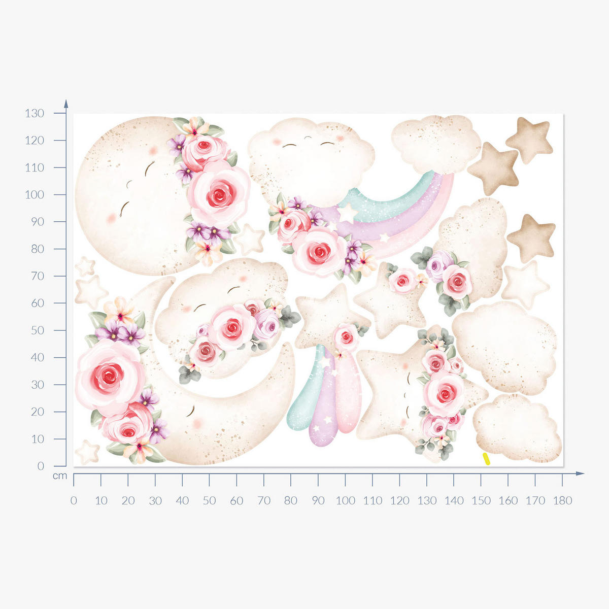 WANDAUFKLEBER 130x180cm - Elemente des Himmels - Multicolor, Kunststoff (130/180/0.1cm) - Wallfluent