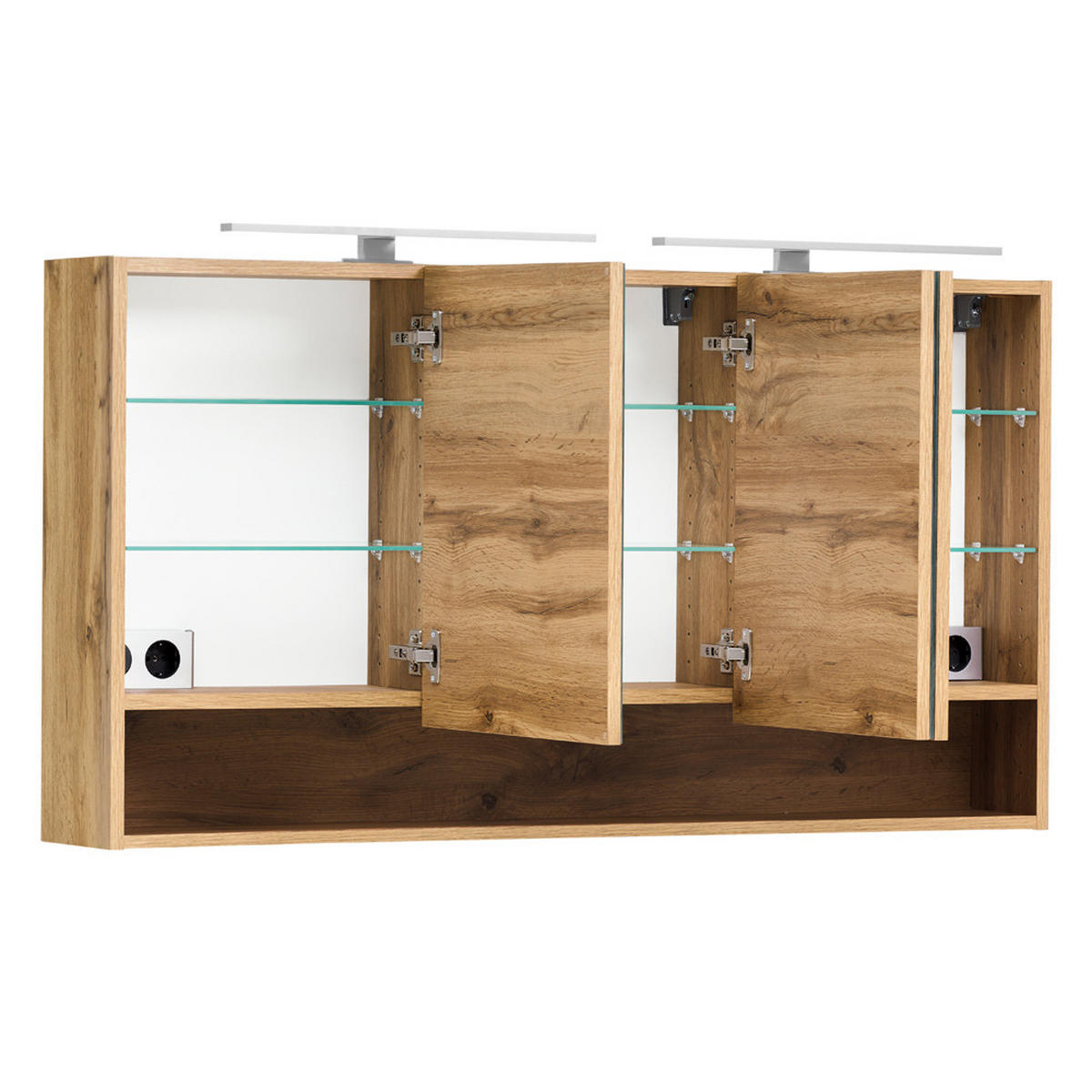 SPIEGELSCHRANK Kahla-03 - Braun, Holzwerkstoff (120/64/20cm) - Lomado