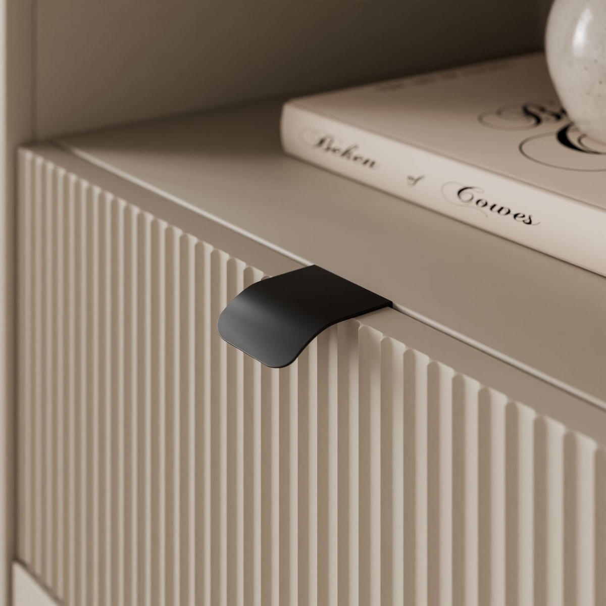 REGAL schmal AUTUMN 1D3S mit Schubladen, Kaschmir / Grauer Stein - Beige/Grau, Holzwerkstoff (60/191/40cm) - Lookway