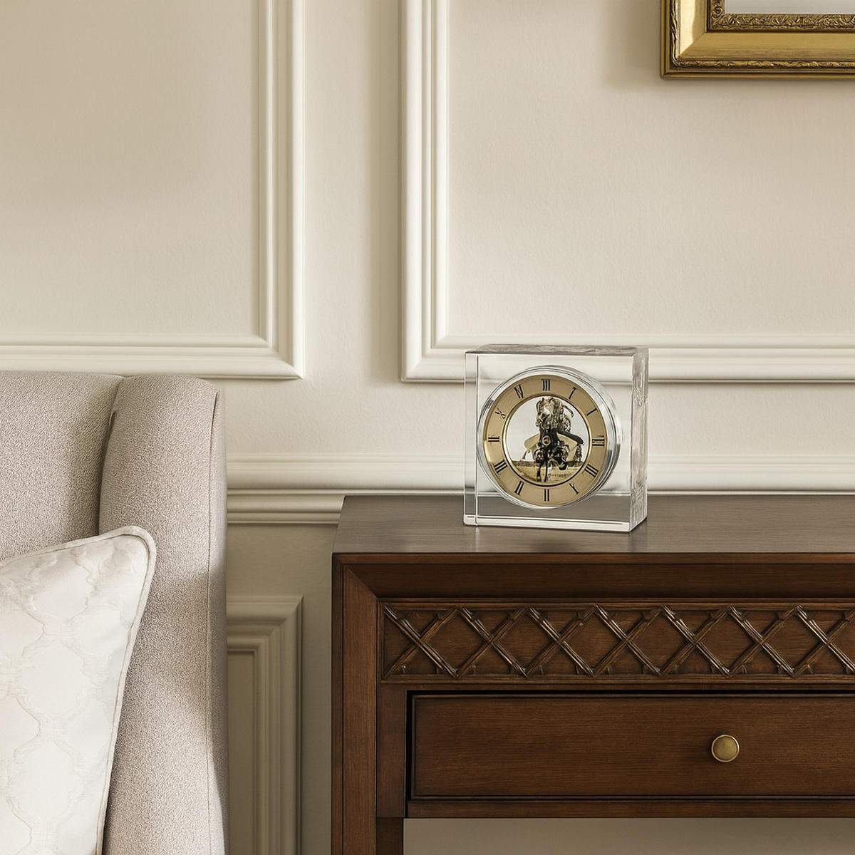 TISCHUHR Richos 11x11cm, Gold - Goldfarben, Glas (11/11/3.5cm) - home&you