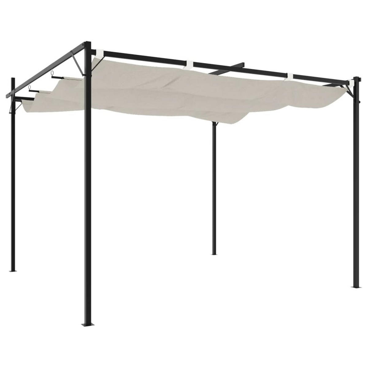 TERRASSENÜBERDACHUNG mit Schiebedach OLIMP | Creme 295x292x230cm | Pergola Garten Pavillon - Creme, Metall (295/230/292cm) - DELUKE