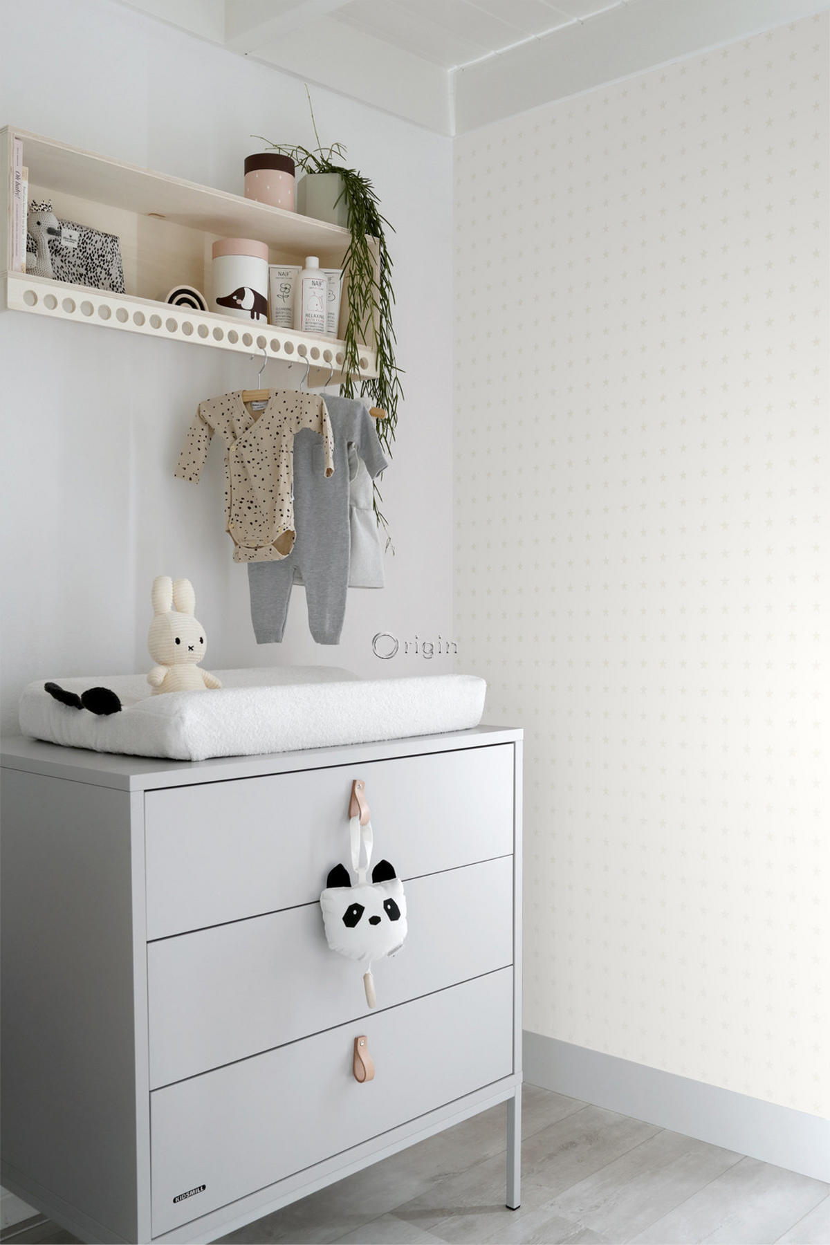TAPETE kleine Sterne 53 cm x 10.05 m - Grau, Papier (53/1000cm) - Origin Wallcoverings