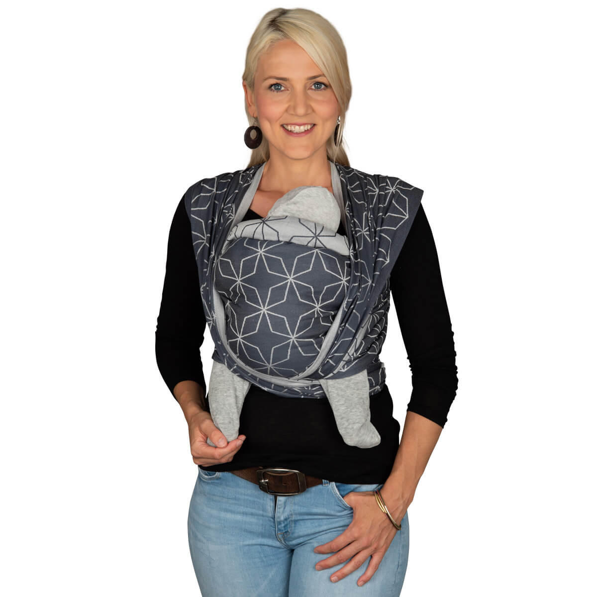 BABYTRAGETUCH Gewebtes Tragetuch kbA - Blaugrau/Dunkelblau, Textil (70/0.1/460cm) - Hoppediz