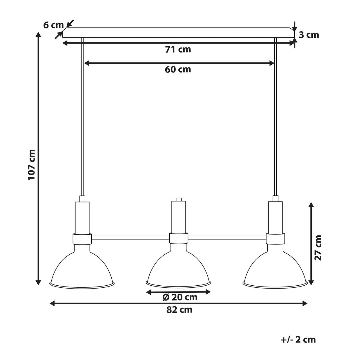 HÄNGELEUCHTE Beles 20/82/107 cm - Schwarz, Metall (20/82/107cm) - Beliani