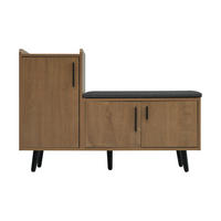 SCHUHBANK natur-optik, 3 türen & gepolsterte sitzfläche - Naturfarben, Holzwerkstoff (100/68.5/34cm) - Urban Meuble
