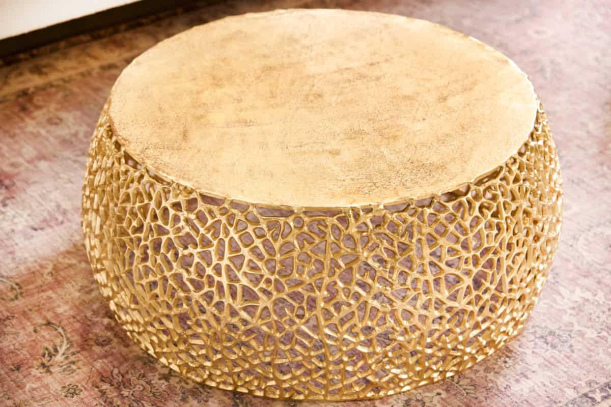 COUCHTISCH ABSTRACT LEAF rund Gold 73cm - Goldfarben, Metall (73/73/31cm) - riess-ambiente
