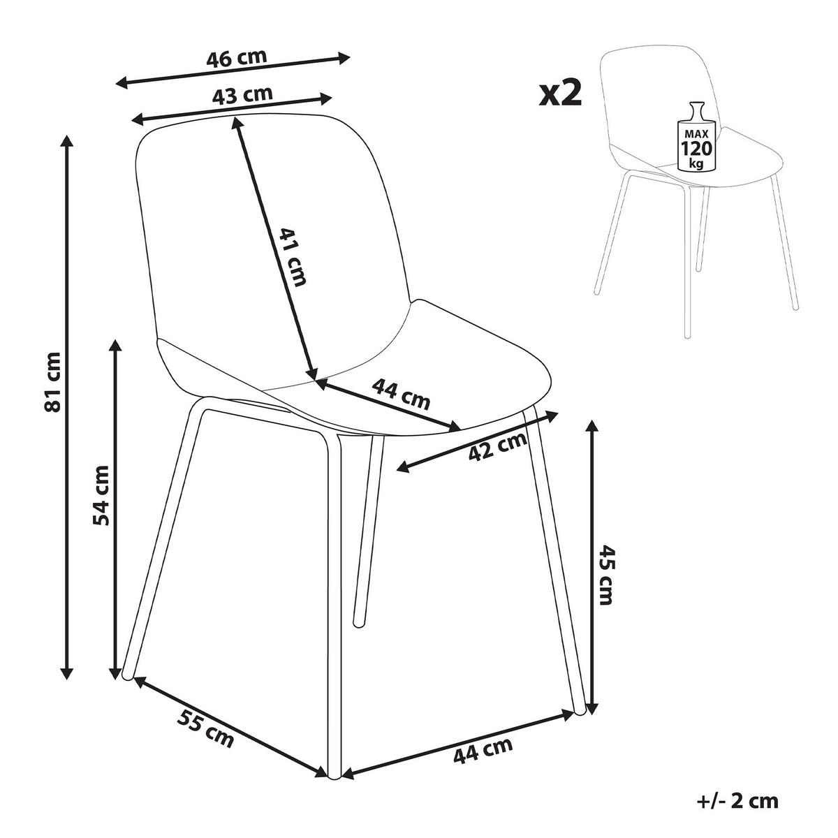 STUHL 2er-Set Kunststoff Beige Milaca - Beige, Kunststoff/Metall (46/81/62cm) - Beliani