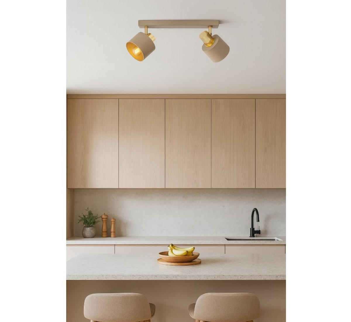 DECKENLEUCHTE Ecru - Beige/Goldfarben, Metall (12/42/21cm) - kiki design