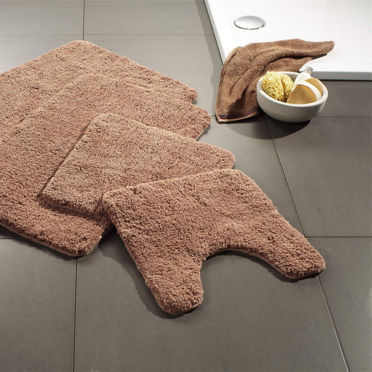 RUNDE BADEMATTE Florenz - Hellbraun, Textil (56/56cm) - WohnDirect