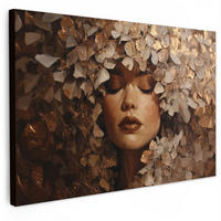 SLIKA NA PLATNU Ženska 90x60 cm - zlate barve, tekstil (90/60cm) - MuchoWow