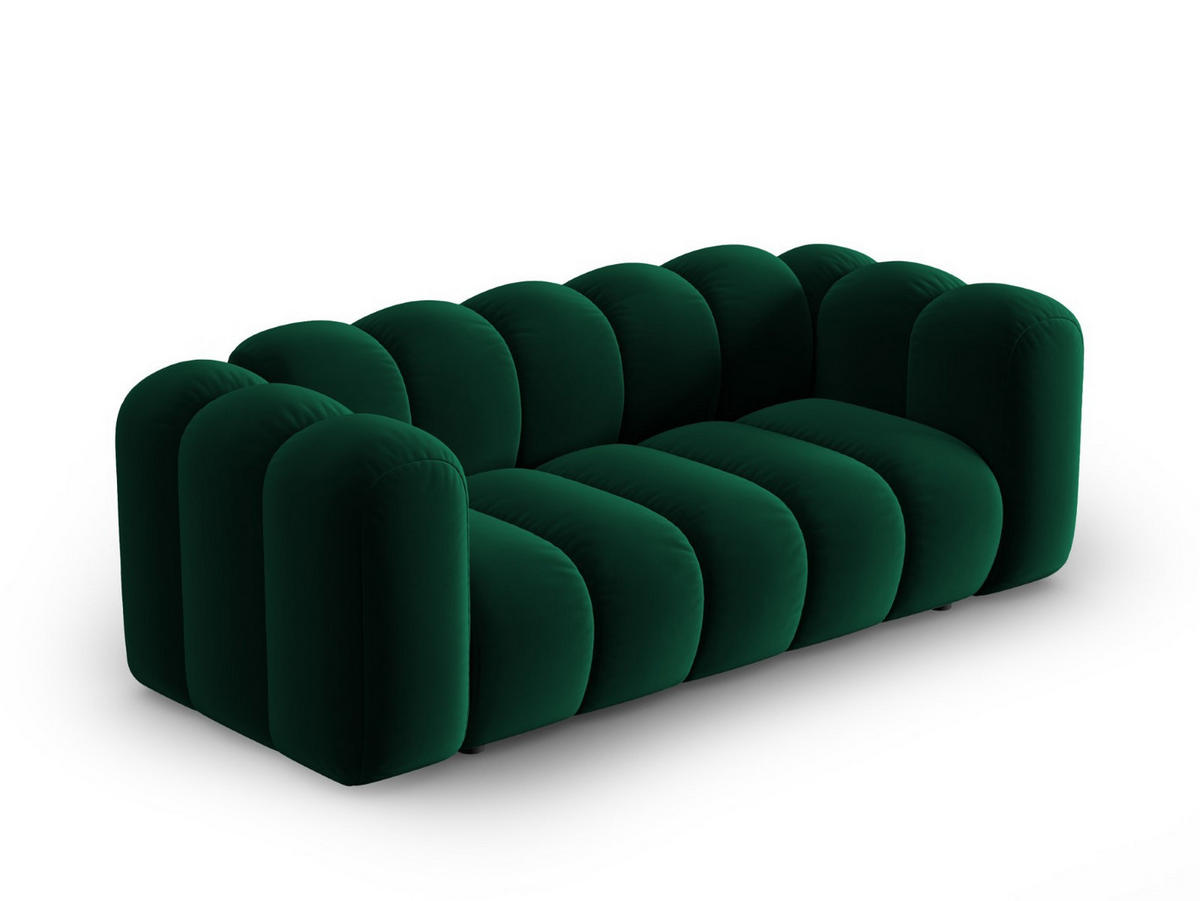 SOFA Lupine aus Samt flaschengrün 2 Sitzplätze - Dunkelgrün, Textil (200/70/95cm) - Micadoni