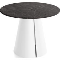 ESSTISCH Lamio runder ausziehbarer, Marmor Schwarz 120-200/120/76 cm - Anthrazit/Weiß, Holzwerkstoff/Metall (120/120/76cm) - WFL GROUP