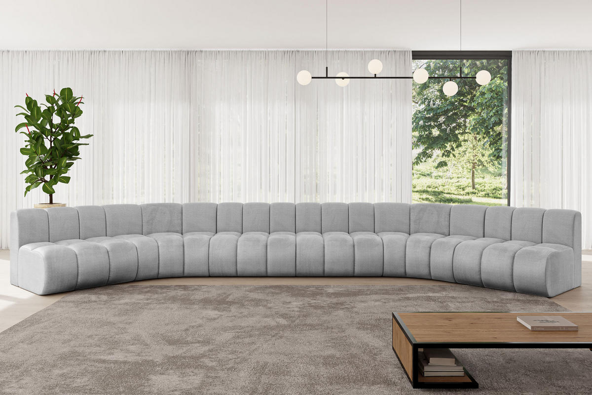 WOHNLANDSCHAFT modulares Sofa Montra-U2 - 581x174x70 cm Grau - Hellgrau, Holzwerkstoff/Textil (581/70/174cm) - ALTDECOR