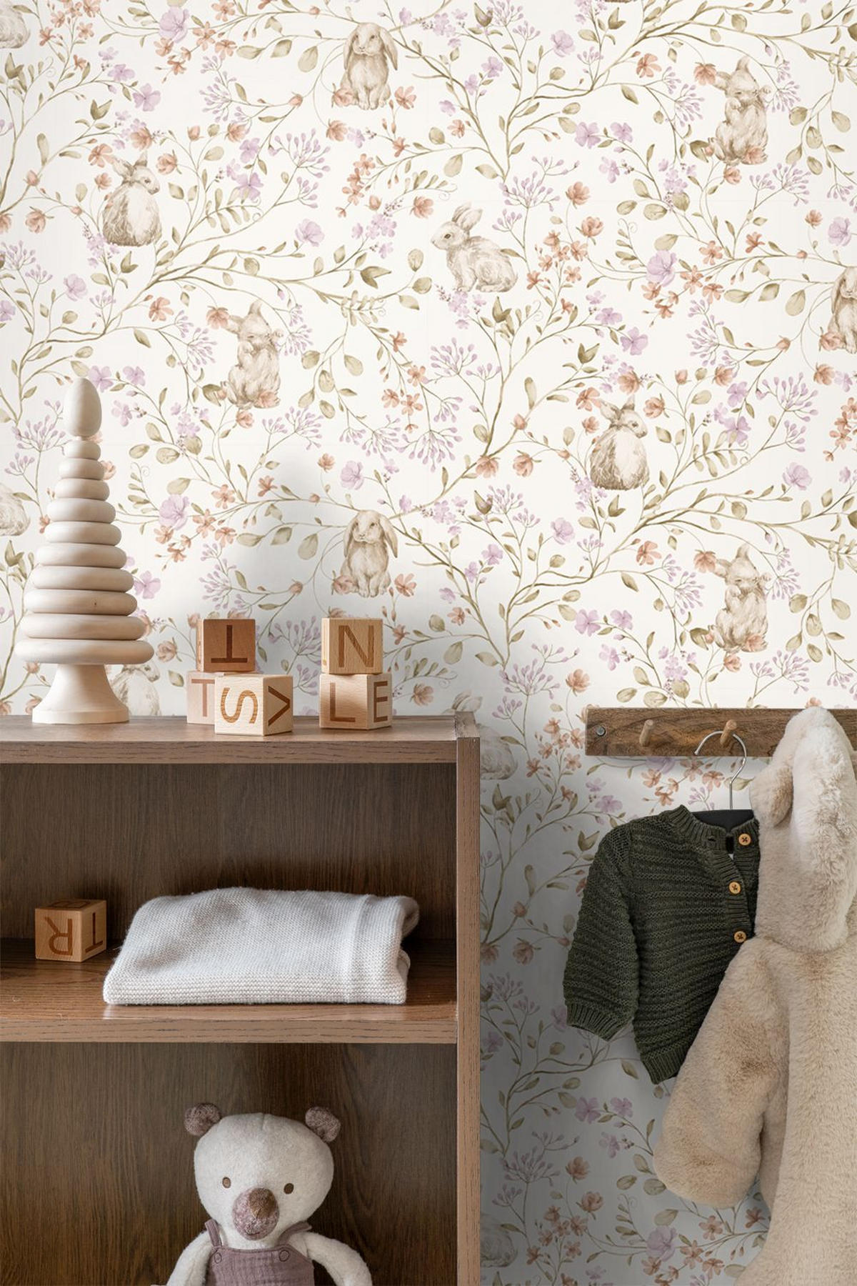 TAPETE Toile de Jouy Kaninchen 0.53 x 10.05 m - Weiß, Papier (53/0.1cm) - ESTAhome
