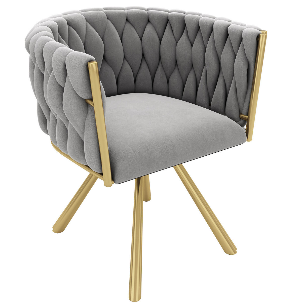 ESSZIMMERSTUHL 2er-Set 360° drehbar Samt Grau/Gold - Grau, Metall (54/72/59cm) - Meubliv