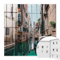 SCHLÜSSELBOX Weiß 30x30 cm – Türöffnung nach rechts - Venezianischer Kanal - Braun, Metall (30/30/5cm) - TULUP