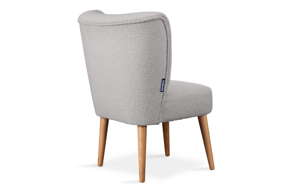 COCKTAILSESSEL APPA auf hohen Beinen aus Buchenholz gebeizter Eiche, Hellgrau/Eiche Dekor - Eichefarben/Hellgrau, Holz/Textil (63/89/65cm) - KONSIMO®