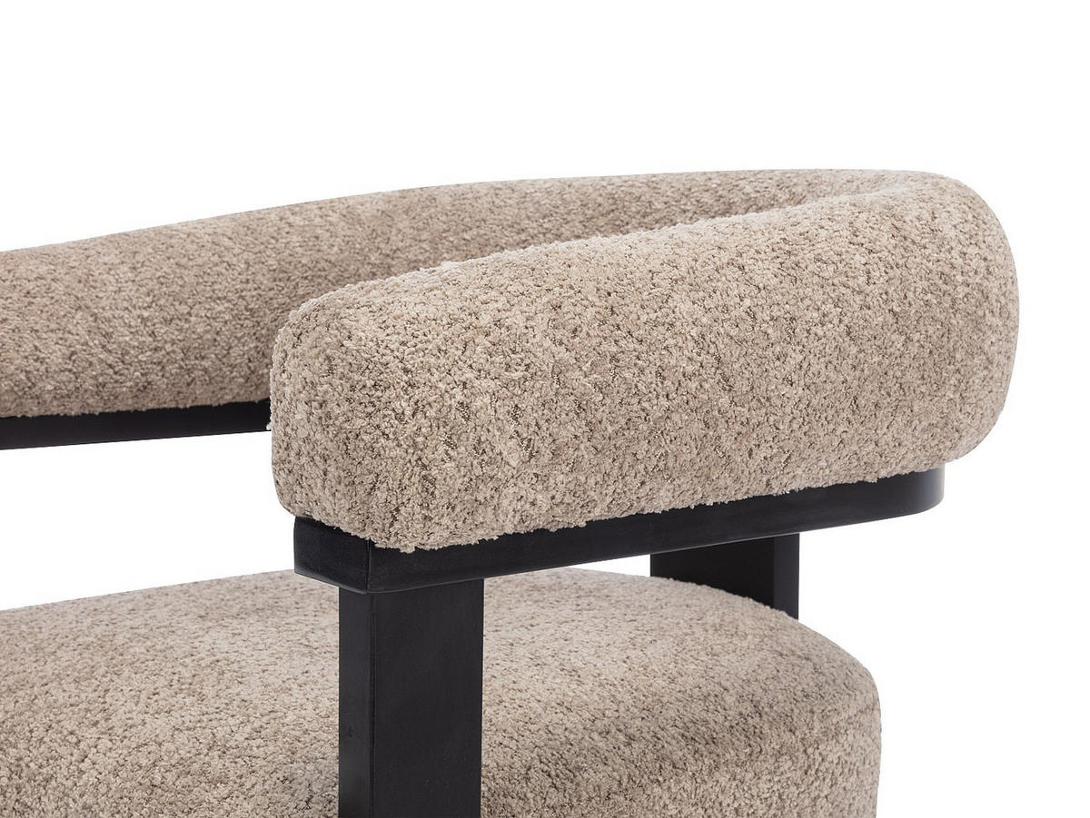 STUHL mit Armlehnen - Bouclé-Stoff & Kautschukholz - Taupe & Schwarz - LIVELIA - Ecru, Textil (60/78/64cm) - Pascal Morabito