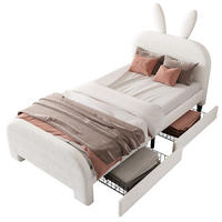 BETT 90/200 cm Cartoon Kaninchenform gepolstert mit zwei Schubladen Weiß - Weiß, Textil (90/200cm) - OKWISH