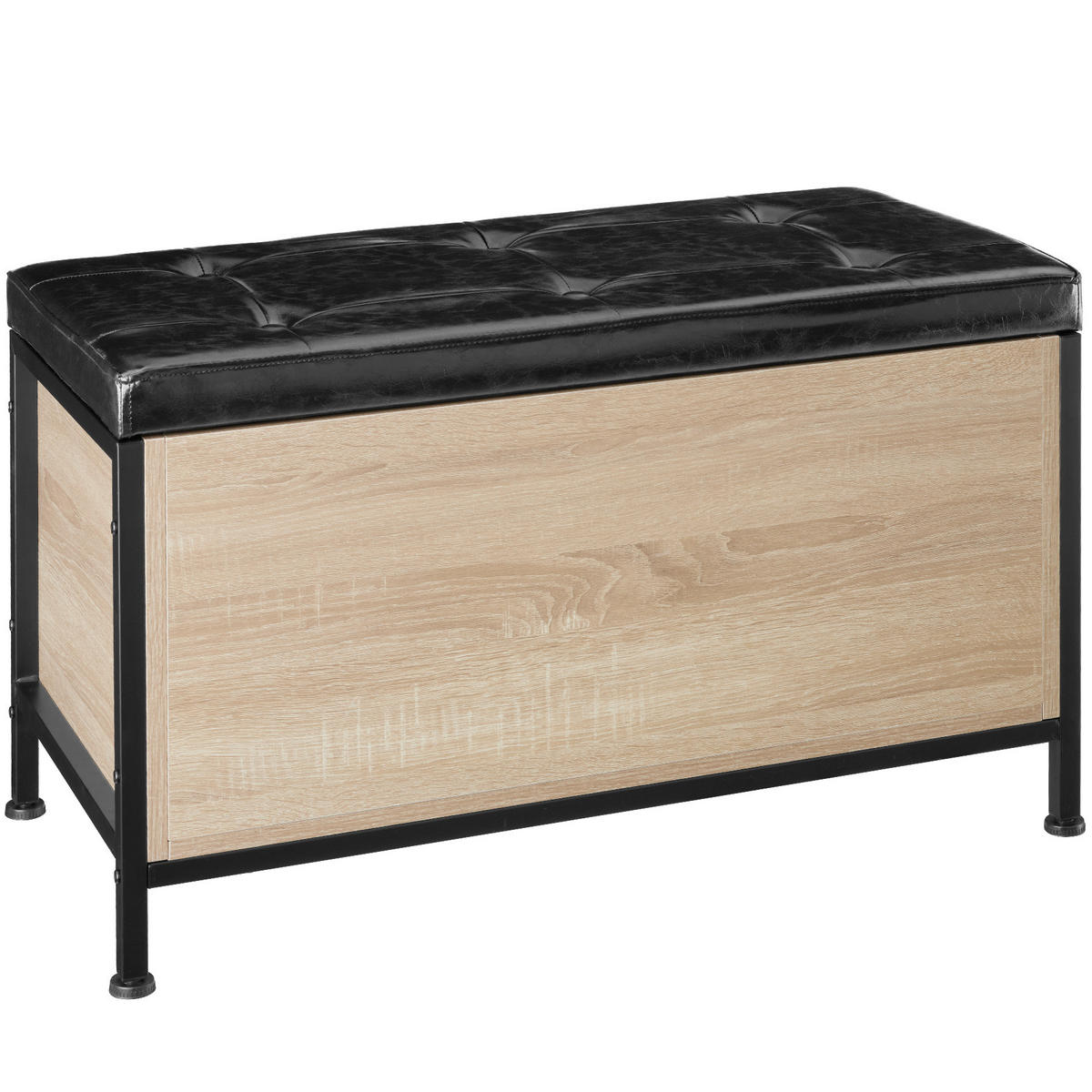SITZTRUHE Calico,Kunstlederbezug,Industrial Holz hell, Eiche Sonoma - Naturfarben, Holzwerkstoff (41.5/50.5/81.5cm) - tectake