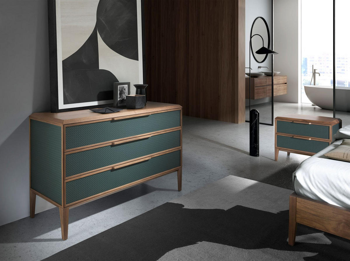 KOMMODE Kommode aus dunkelgrünem und nussbaumfarbenem PVC 119/46/75 cm - Dunkelgrün/Walnussfarben, Holz (119/75/46cm) - ANGEL CERDA