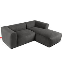 ECKMODULSOFA-RECHTS BUFFO 3/4 Sitzer mit extrem weicher Sitzfläche, Kordstoff, grau - Grau, Textil (237/180cm) - KONSIMO®