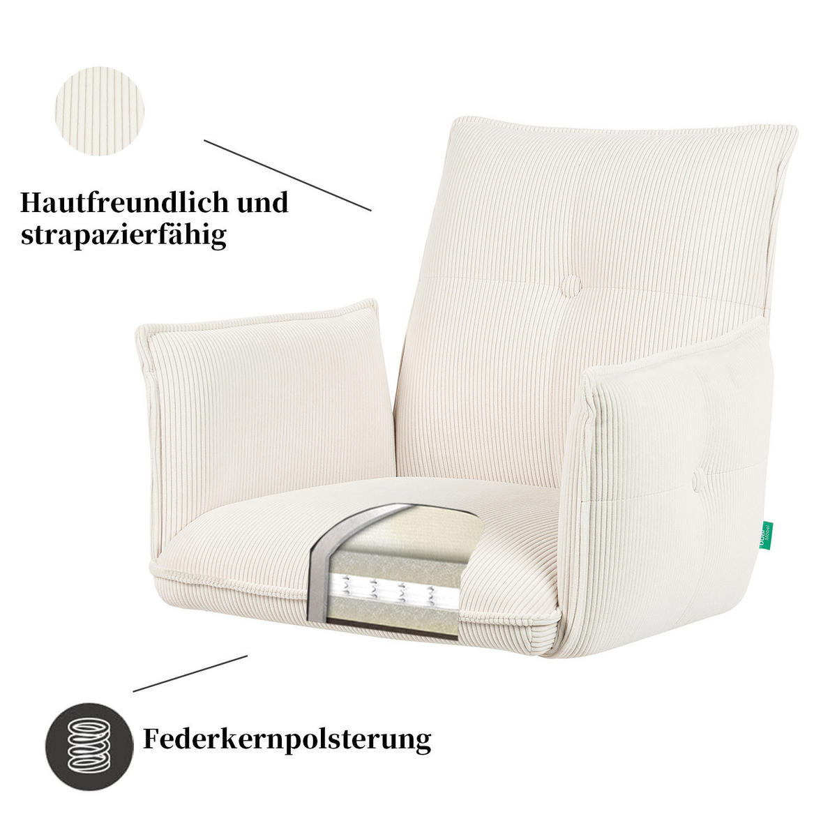 ARMLEHNSTUHL Mika-Emil 2er-Set - Nussbaumfarben/Creme, Eichenholz/Holz (60/88/63cm) - DUBI Möbel