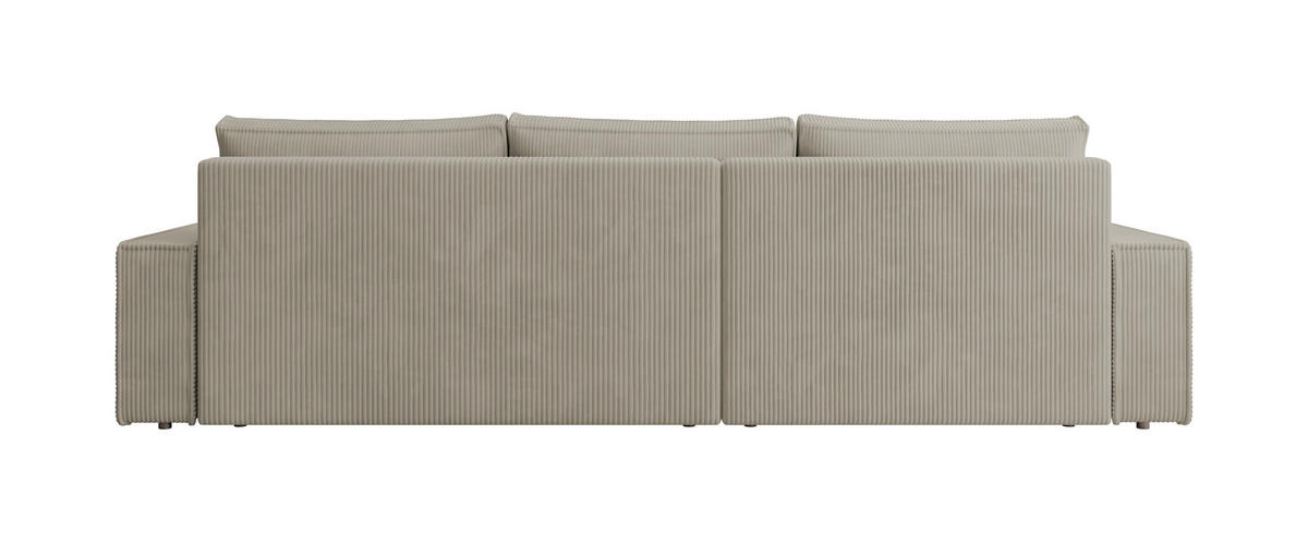 ECKSOFA Alice mit Bettkasten und Schlaffunktion, Cordstoff in L-Form - Beige, Textil (289/184cm)