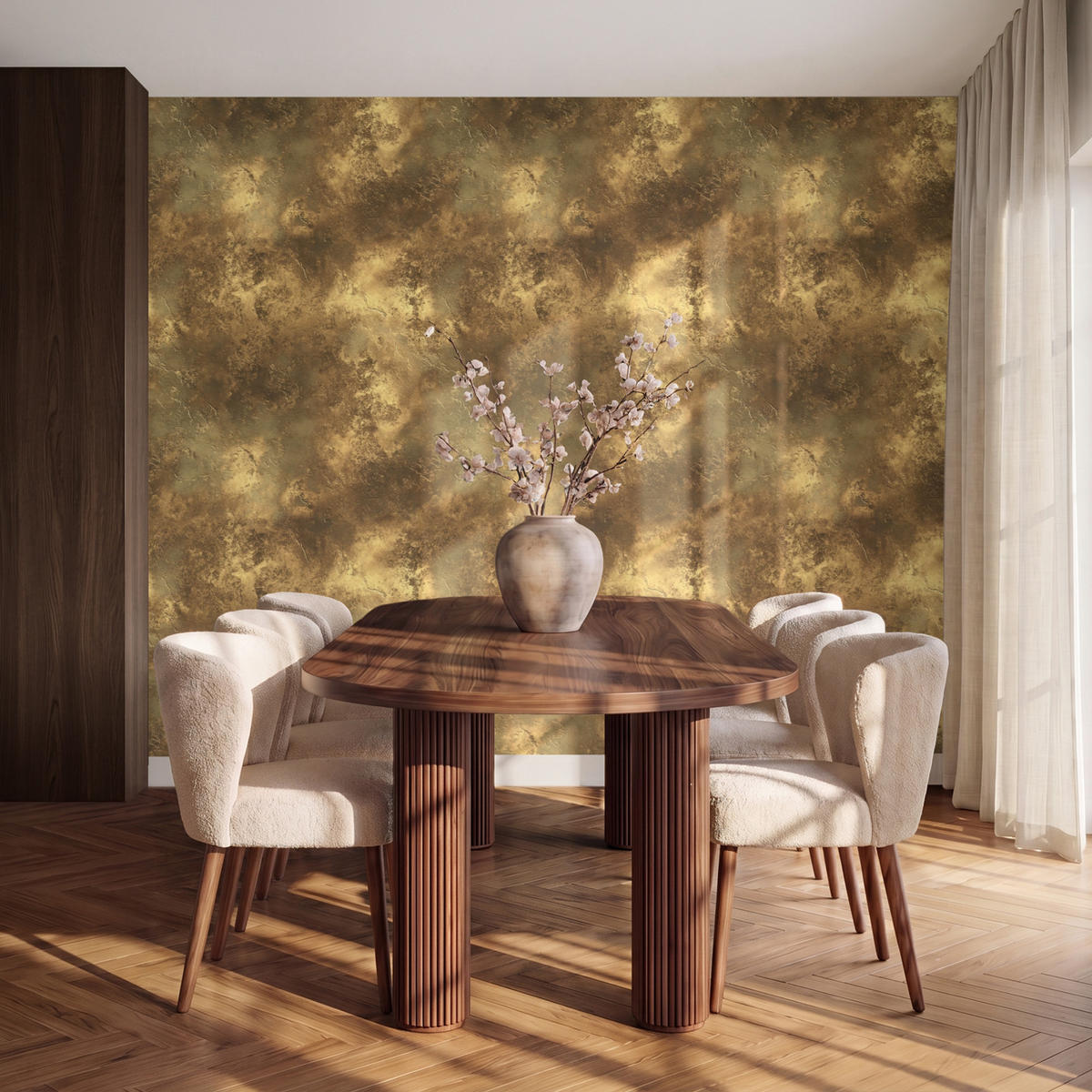 TAPETE - Antik - Metallic-Look - Gold - 280x240 cm - Messingfarben, Papier (280/240cm) - OnlyWow