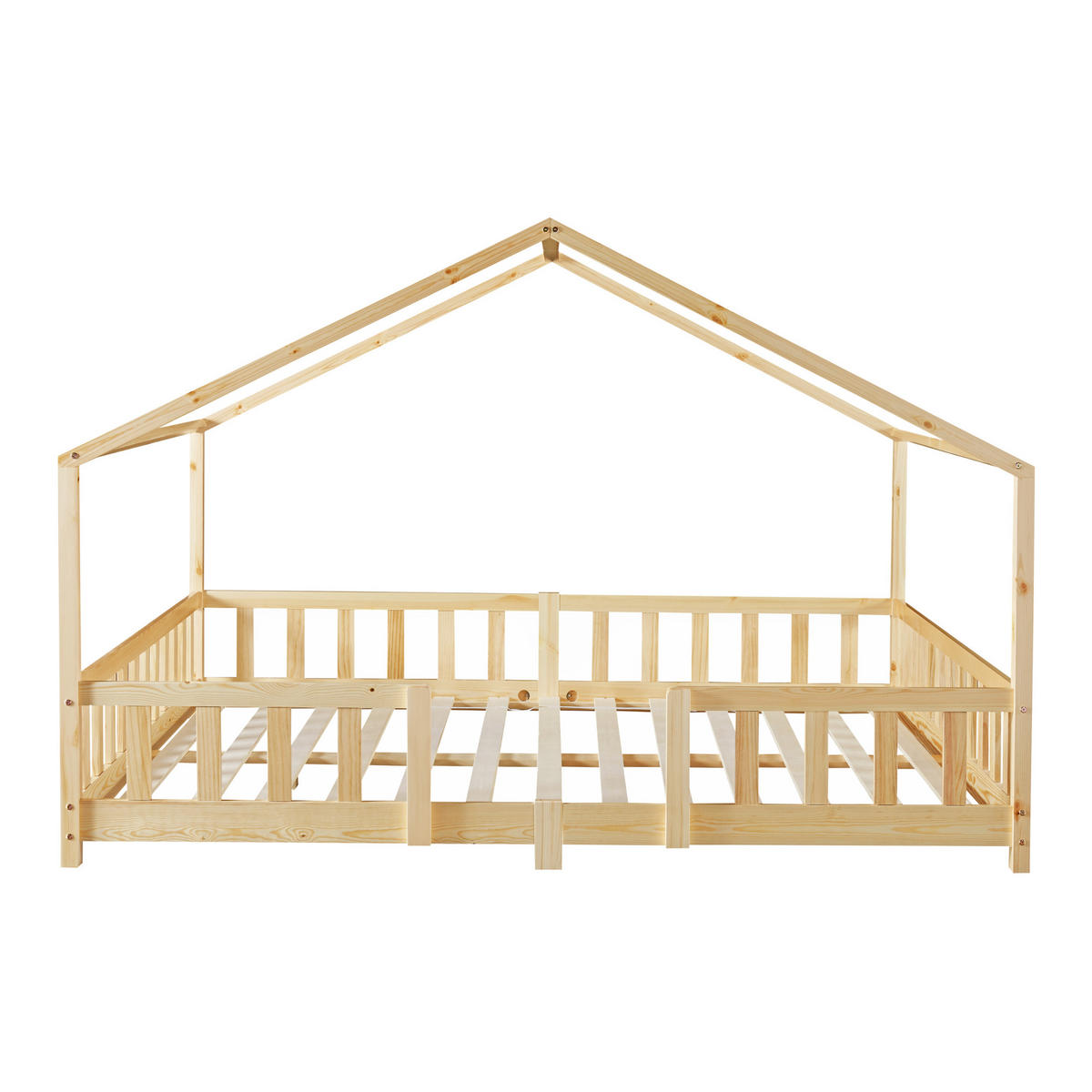 HAUSBETT Treviolo mit Matratze - Naturfarben, Holz/Textil (120/200cm) - [en.casa]