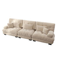 SCHLAFSOFA 3-Sitzer aus Chenille mit Tiefsitz, Hellbraun - Cappuccino, Textil (313/81/77cm)
