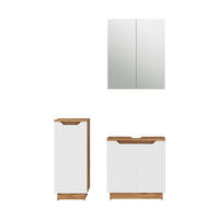 BADMÖBEL-SET Lotta Eiche/weiß gestreift 3 Teile - Eichefarben/Weiß, Holzwerkstoff (59.8/62.1/32cm) - Vicco