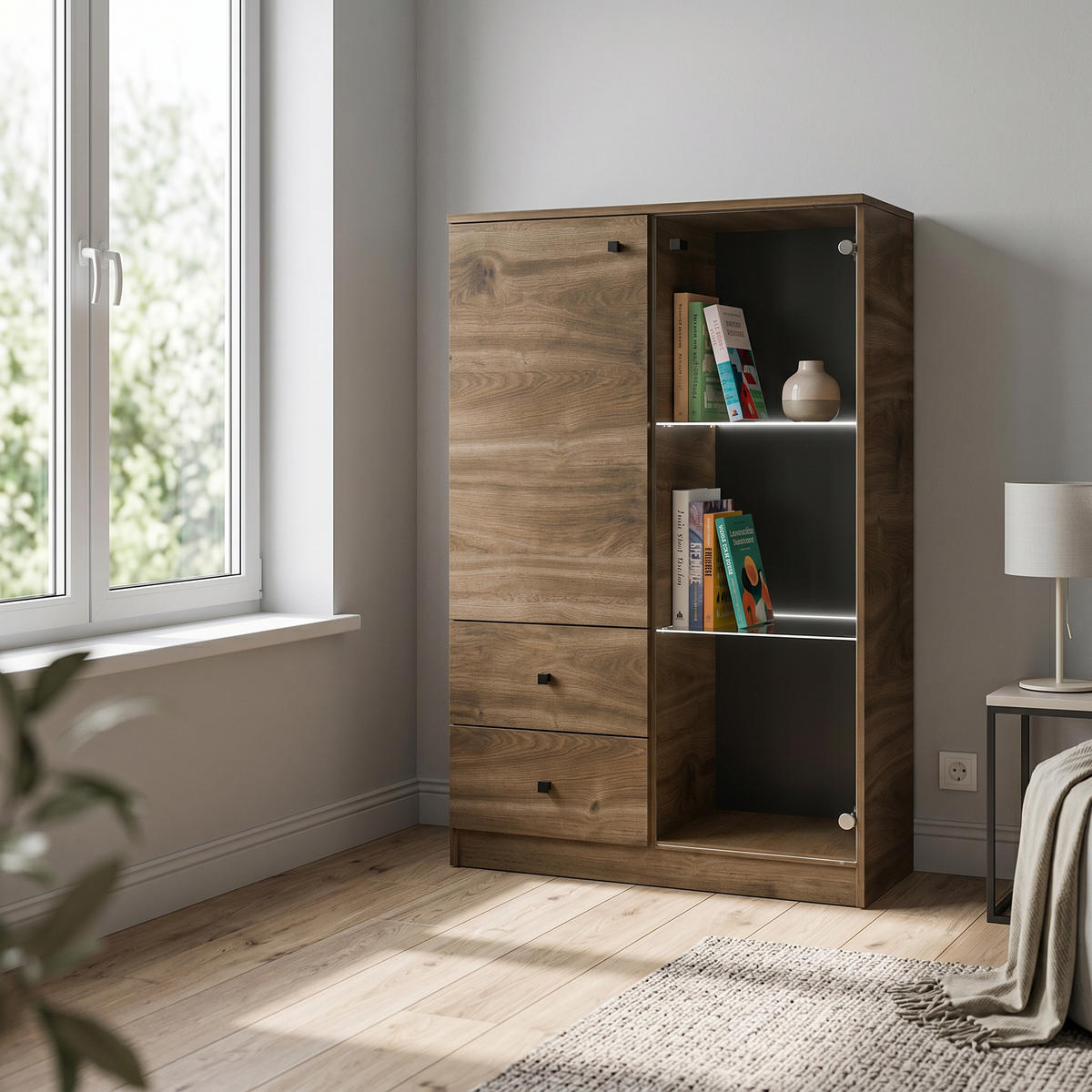 KOMMODE NESTOS 80/120/40cm mit 2 Schubladen 2 Türen Braun - Braun, Holzwerkstoff (80/120/40cm) - MASSENO