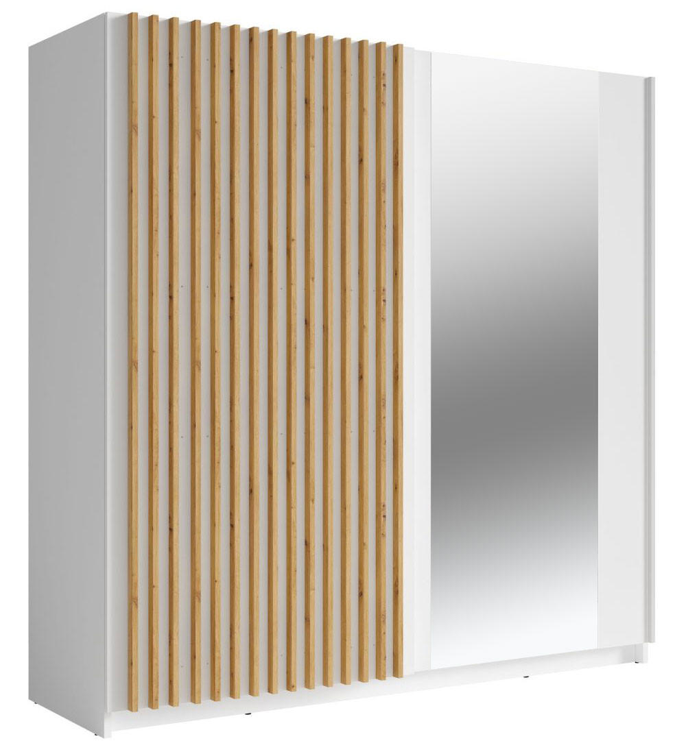 Feldmann-Wohnen Schwebetürenschrank Weiß, Braun 200x199x64 cm
