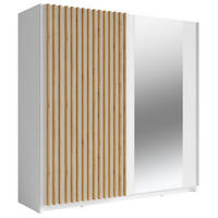 SCHWEBETÜRENSCHRANK Dalia weiß - artisan eiche 200 / 63,5 / 198,5cm - Weiß/Braun, Holz/Holzwerkstoff (200/199/64cm) - Feldmann-Wohnen
