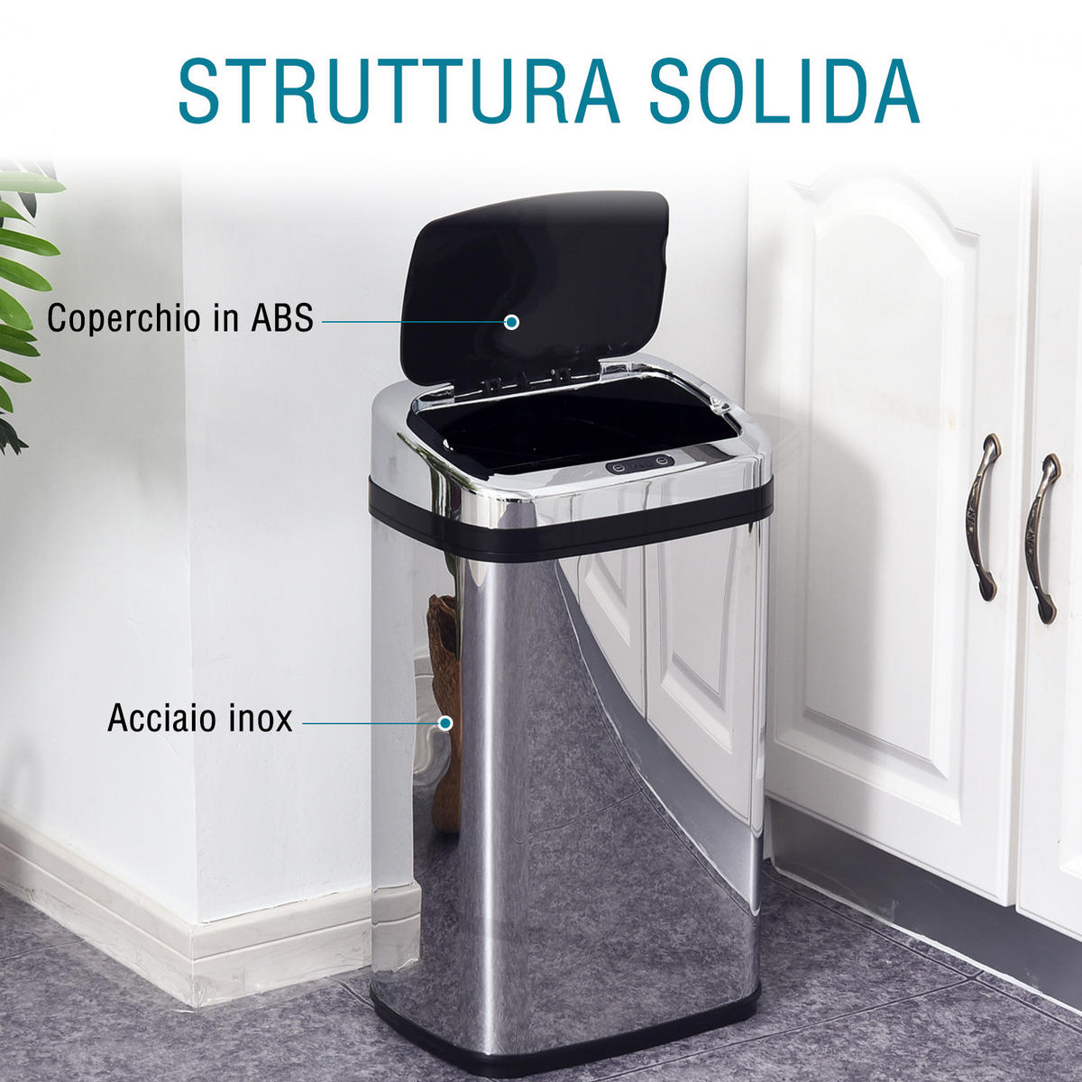 ABFALLEIMER Silberfarben 1 Stück - Silberfarben, Kunststoff (25/58/33cm) - GiPP