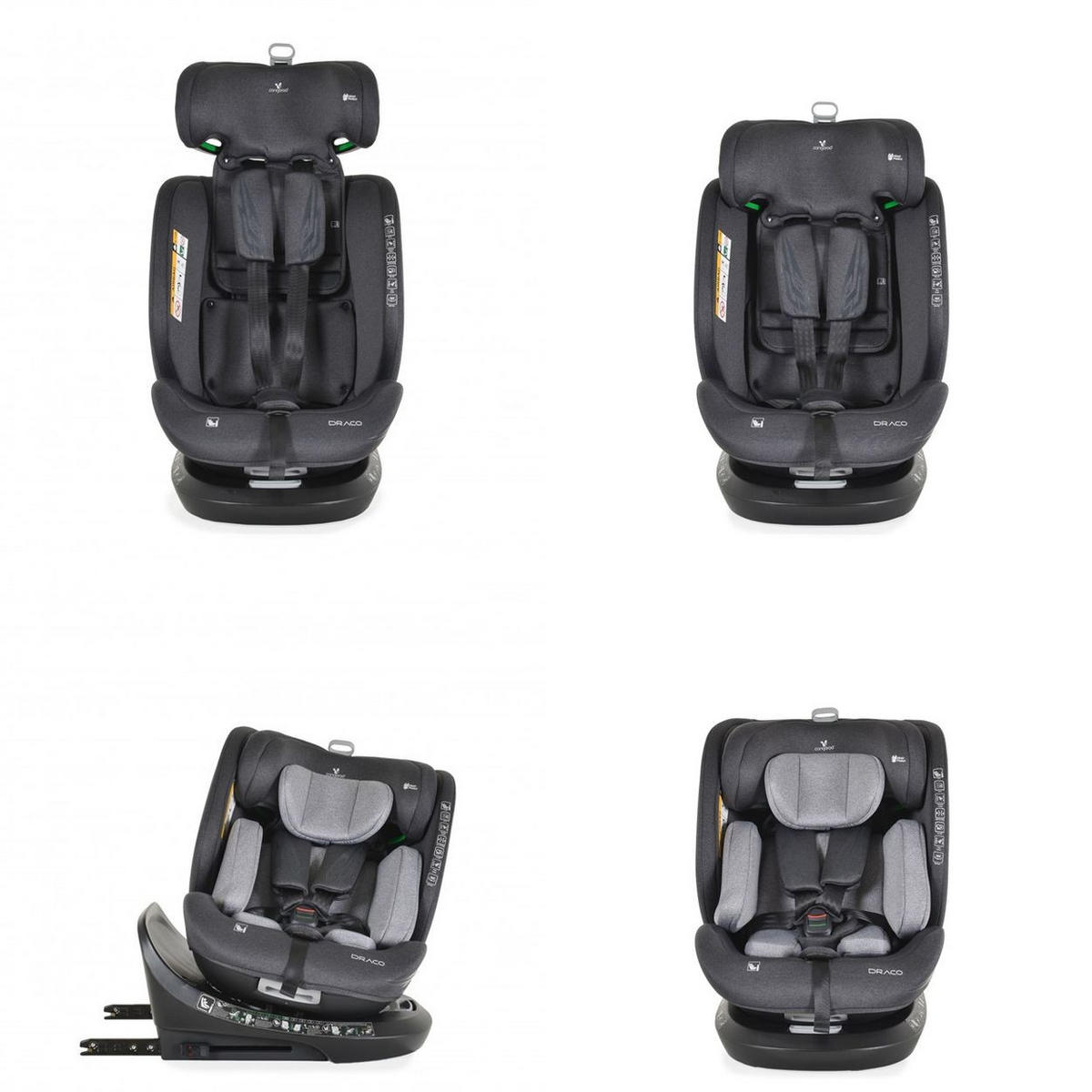 KINDERSITZ Draco i-Size grau (40-150cm) Isofix, 360° drehbar, Top Tether - Grau, Kunststoff (45/59/48cm) - Cangaroo