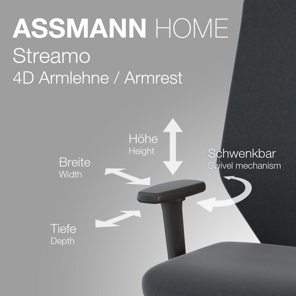 DREHSTUHL Bürostuhl Streamo Synchronmechanik mit Netzrücken - Schwarz, Textil (65/116/45cm) - ASSMANN