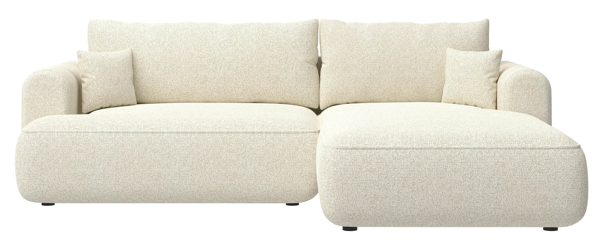 ECKSOFA Ovo Hellbeige Webstoff-Bezug - Ecru/Schwarz, Kunststoff/Textil (260/165cm) - Selsey