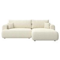 ECKSOFA Ovo Hellbeige Webstoff-Bezug - Ecru/Schwarz, Kunststoff/Textil (260/165cm) - Selsey