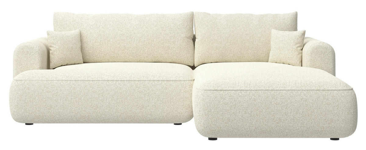 ECKSOFA Ovo Hellbeige Webstoff-Bezug - Ecru/Schwarz, Kunststoff/Textil (260/165cm) - Selsey